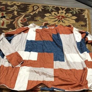 BloomChic Rust, Blue & Cream Colorblock Long Sleeve Top NWOT